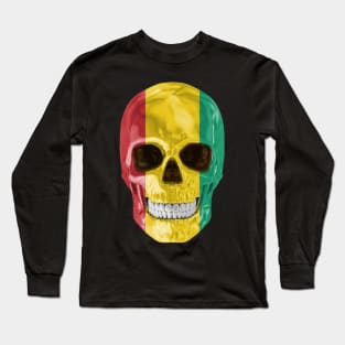 Guinea Flag Skull - Gift for Guinean With Roots From Guinea Long Sleeve T-Shirt